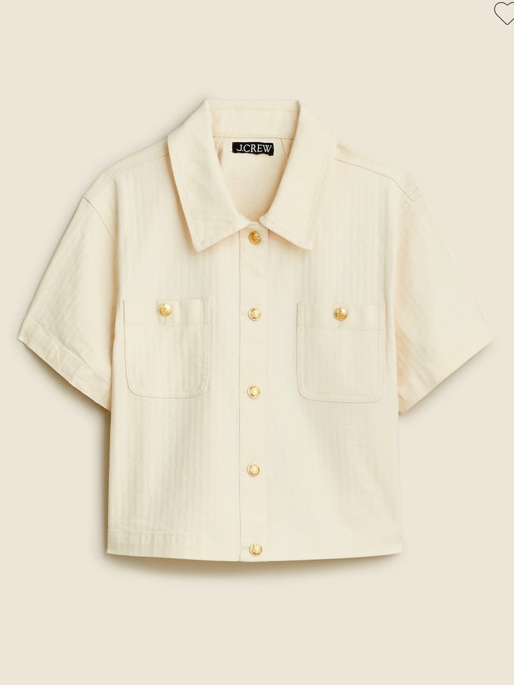 J.Crew Ecru Denim Cropped Button Up